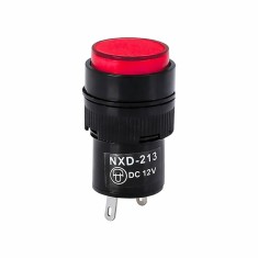 Indicator LED de panou din plastic, 16mm, 2 pini, rosu, 12V DC, IP20, FL1P-16NJ-1-RED