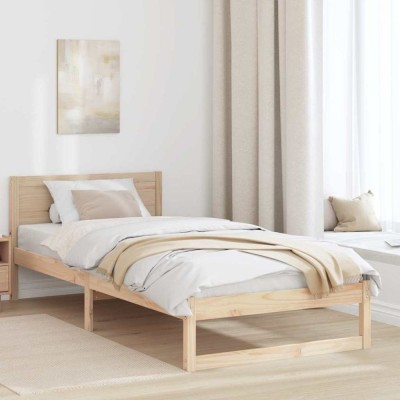Cadru de pat Natural Lemn de pin solid 90 x 200 cm Durabil foto