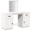 Set de masa de toaleta cu LED, alb, lemn masiv de pin