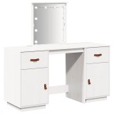 Cumpara ieftin Set de masa de toaleta cu LED, alb, lemn masiv de pin