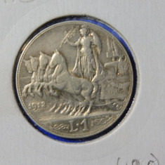 ITALIA 1 LIRA 1912 - VITTORIO EMANUELE III - Argint - (190)