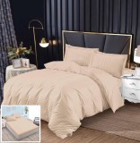 Lenjerie De Pat Damasc O Persoana Morutan Xf004, Bumbac, 4 Piese, Cu Elastic, Crem