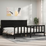 VidaXL Cadru pat cu tăblie 200x200 cm, negru, lemn masiv