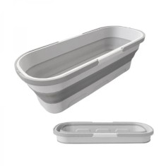Lighean pliabil dreptunghiular, portabil, capacitate 8 L, dimensiuni 56 x 25.5 x 17 cm, cu 4 rotile mici pentru transport, usor de depozitat si curata