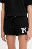 Karl Lagerfeld Jeans pantaloni scurți culoarea negru, cu imprimeu, high waist, A3W10125