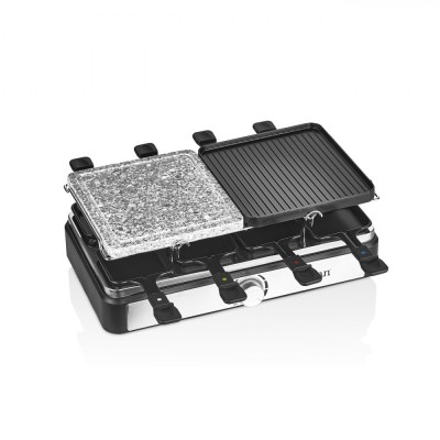 Gratar electric cu raclette Zilan ZLN8863, placa de piatra si placa de aluminiu, putere 1400 W, Gri foto