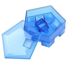 Capcana pentru gandaci reutilizabila, JENUOS&reg;, 2 Etaje, Cu 5 intrari, Detasabil, Cu orificii de aerisire, ABS Plastic, 14.5 x 13.5 x 7 cm, Albastru/Tr