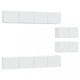 Cumpara ieftin Set dulap TV, 6 piese, alb, lemn prelucrat