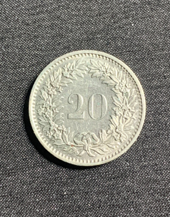 Moneda 20 rappen 1974 Elvetia