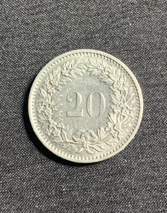 Moneda 20 rappen 1974 Elvetia