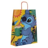 Sacouă cadou din h&acirc;rtie kraft colorată, cu design Stitch, 36x12x46cm, CMCLASS