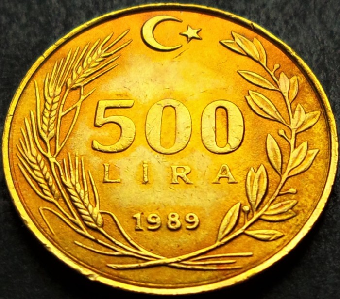 Moneda 500 LIRE - TURCIA, anul 1989 * cod 1147 C