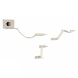 Kerbl Mount Everest Perete Cățărare Pisici, Bej, Lemn &amp; Plus, 9 Piese, Max 10kg, Platforme, Hamac, Peșteră, Sisal