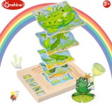 Cumpara ieftin Puzzle din lemn in 5 straturi cu ciclul de viata al broastelor, 22x18x2cm