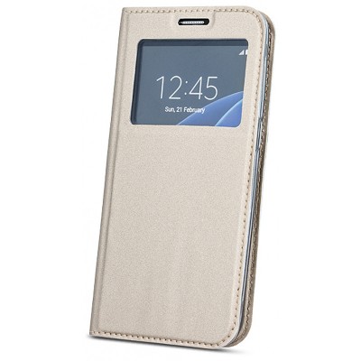 Husa Piele OEM Smart Look pentru Samsung Galaxy A30 A305 / Samsung Galaxy A20 A205, Aurie foto