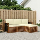 vidaXL Set de canapele de exterior cu pernă 4 pcs Natural și Crem 3384201