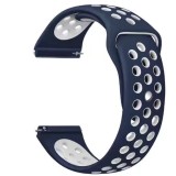 Curea silicon, compatibila Samsung Galaxy Watch 5 Pro, telescoape Quick Release, Albastru/Alb