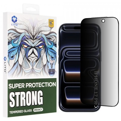 Folie de protectie Ecran Privacy Lito D+ Max Strong pentru Apple iPhone 17 Pro, Sticla Securizata, Full Glue foto