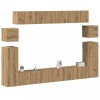 Gossi set dulap tv 8 piese montat pe perete stejar artizanal