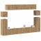Gossi set dulap tv 8 piese montat pe perete stejar artizanal