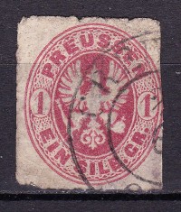 ✅ (S45) Germania veche - Prusia 1861 " Vulturul in oval " 1 Sgr , Michel nr.16 , stampilat