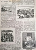 Pagina de ziar veche cu litografii Dobrogea, Medgidia, Constanta, Delta Dunarii