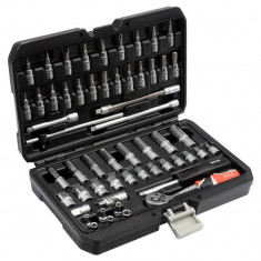 YATO Set de scule, 56 piese, negru, metal, YT-14501