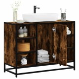 vidaXL Dulap chiuveta de baie stejar fumuriu 80x33x60 cm lemn compozit
