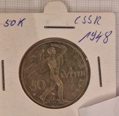 Cehoslovacia, Czechoslovakia, 50 Korun 1948, KM#25, argint, comemorativa, buna