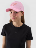 Șapcă cu cozoroc strapback pentru fete - roz pudrat, 4F Sportswear