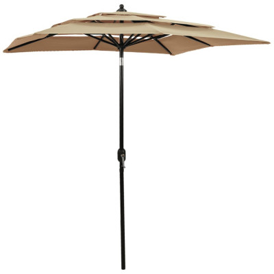 vidaXL Umbrelă de soare 3 niveluri, st&amp;acirc;lp de aluminiu, gri taupe 2x2 m foto
