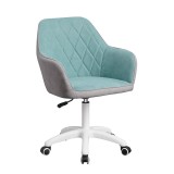 Cumpara ieftin Scaun de birou tapiterie textil verde menta gri picior alb Santy 60x62x100 cm