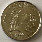 AMERICA QUARTER 1/4 DOLLAR 2000 LITERA P.(Statuia Minuteman),PLACAT PLATINA