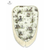 Cosulet bebelus MimiNu pentru dormit Baby Cocoon 75x55 cm cu doua fete Ecru Calm Forest Natural