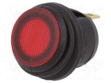 Rocker SPST 2 ON-OFF 20A/14VDC roşie IP65 cu LED R13-112-DC - SCI