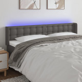 VidaXL Tăblie de pat cu LED, gri, 183x16x78/88 cm, piele ecologică