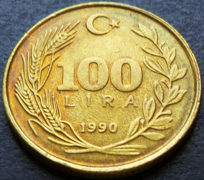 Moneda 100 LIRE - TURCIA, anul 1990 * cod 2677 foto