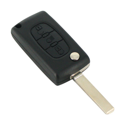 Carcasa cheie tip briceag Peugeot 307, 3 butoane, lama VA2-SH3 Light, cu suport baterie Kft Auto foto