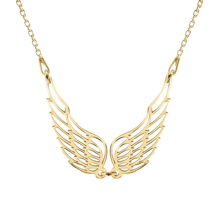 Angela - Colier personalizat doua aripi ingeras din argint 925 placat cu aur galben 24K