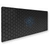 Mousepad Mare Cauciucat, Pentru Gaming, Birou, Office, Antiderapant, Cusaturi Anti-Rupere, Waterproof, model Honeycomb, 90 x 40cm, Albastru/Negru