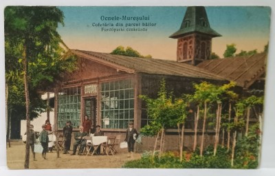 OCNELE - MURESULUI , COFETARIA DIN PARCUL BAILOR , CARTE POSTALA , 1931 foto