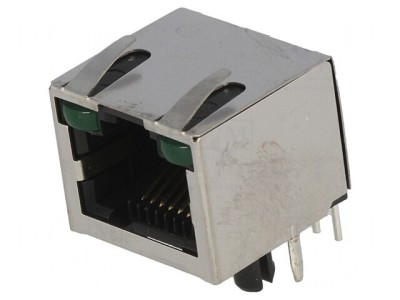 Soclu RJ45 Cat 5 Ecranat cu LED 8p8c THT foto