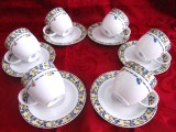 SET PORTELAN GRAF VON HENNEBERG GERMANIA SET CESTI CAFEA CU FARFURII DECOR CU FRUCTE
