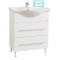 Baza cu lavoar ceramic GN1871, mobilier baie 65 cm, front MDF, 1 sertar, 1 usa, picioare cromate reglabile, manere cromate, alb