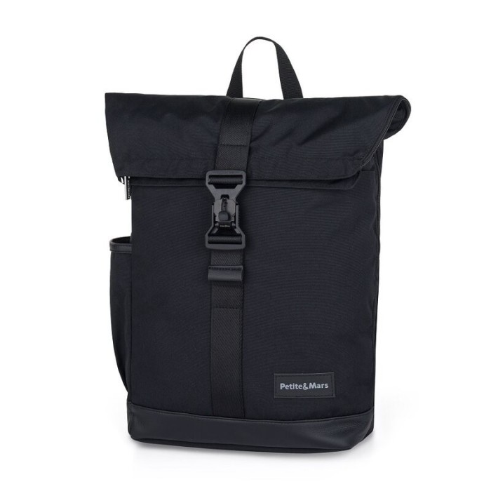Rucsac mamici Petite&amp;Mars Jakob, Absolute Black, 8 compartimente, buzunar termic, saltea infasat