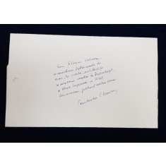 DEDICATIE SCRISA SI SEMNATA OLOGRAF DE ZIARISTUL CONSTANTIN CLONARU PENTRU ZIARISTUL FLORIN CODRESCU , CU REFERIRE LA PETRU TITEL COMARNESCU , PERIOA