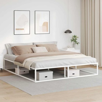 vidaXL Cadru de pat fără saltea alb 180x200 cm metal 4017427 foto