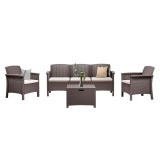 Set Mobilier Gradina Leziter Venus 5 Locuri Plastic Taupe Efect Ratan