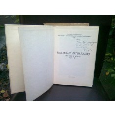 FACULTATEA DE HORTICULTURA IASI. DOUA DECENII DE ACTIVITATE 1951-1971