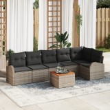 vidaXL Set de canapea pentru grădină 7 pcs Gri Mare Ratan